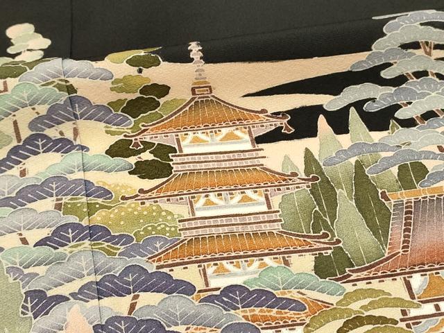 平和屋着物■豪華黒留袖　作家物　風景花松文　やまと誂製　正絹　逸品　未使用　DABG4303qp