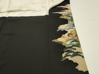 平和屋着物■豪華黒留袖　作家物　風景花松文　やまと誂製　正絹　逸品　未使用　DABG4303qp