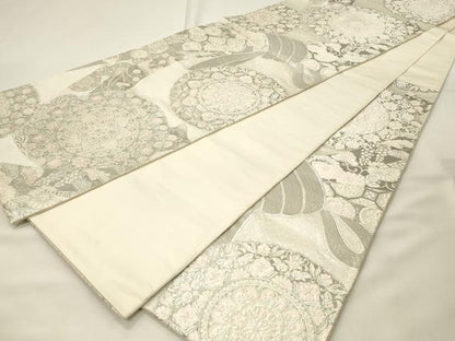 平和屋着物◎六通柄袋帯　唐織　西域熨斗目文様　プラチナ箔　正絹　逸品　DABG4424qp