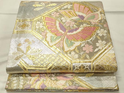 平和屋着物◎慶長佐賀錦　六通柄袋帯　唐織　蜀江花鳥文　金銀糸　正絹　逸品　DABG4425qp