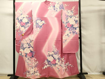 平和屋着物■豪華振袖　草花文　バラ　薔薇　暈し染め　銀彩　正絹　逸品　DABG4452qp