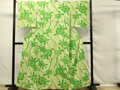 平和屋着物■上質な小紋　総絞り　草花文　正絹　逸品　DABG4458qp
