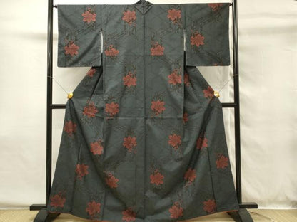 平和屋着物■本場大島紬　7マルキ　更紗花文　正絹　逸品　DABG4494qp