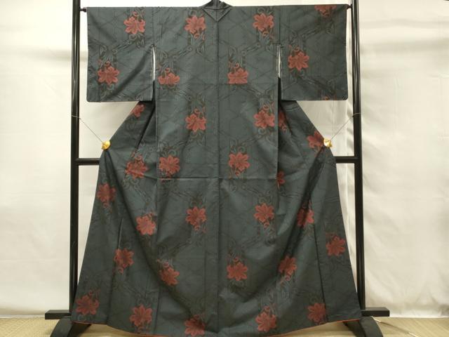 平和屋着物■本場大島紬　7マルキ　更紗花文　正絹　逸品　DABG4494qp