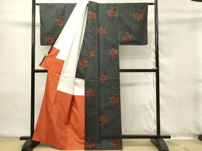 平和屋着物■本場大島紬　7マルキ　更紗花文　正絹　逸品　DABG4494qp