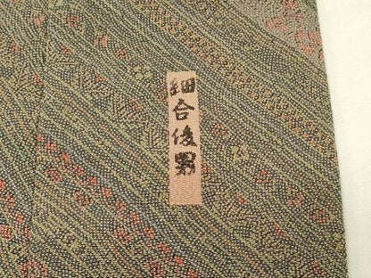 平和屋着物■重要無形文化財・伊勢手彫型本染・細合俊男　小紋　斜縞文　鬼しぼ縮緬　正絹　逸品　DABG4506qp
