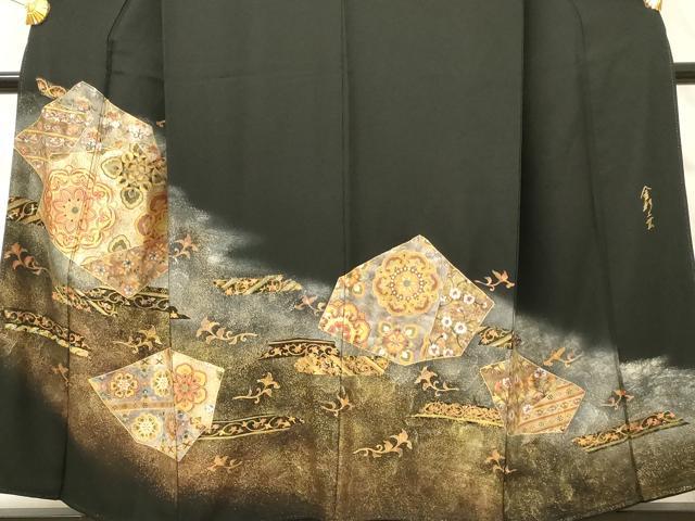 平和屋着物■豪華黒留袖　正倉院花文　金彩工芸　暈し染め　正絹　逸品　DABG4509qp