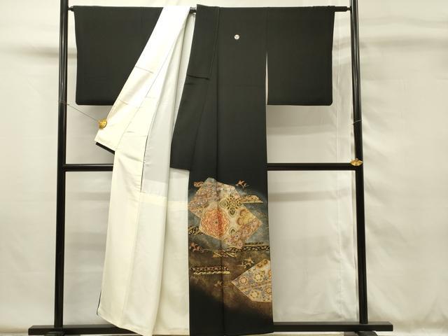 平和屋着物■豪華黒留袖　正倉院花文　金彩工芸　暈し染め　正絹　逸品　DABG4509qp