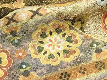 平和屋着物■豪華黒留袖　正倉院花文　金彩工芸　暈し染め　正絹　逸品　DABG4509qp