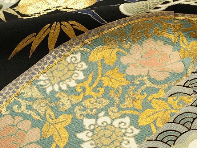 平和屋着物■豪華黒留袖　駒刺繍　地紙鳳凰花文　金彩　正絹　逸品　DABG4511qp