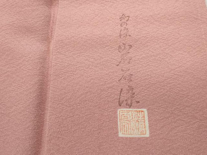 平和屋着物■上質な色無地　幻の彩　岩石染　作家物　珊瑚色　正絹　逸品　DABG4536qa