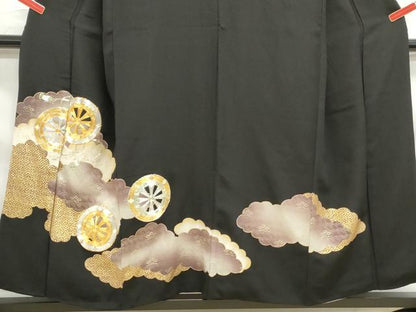 平和屋着物■豪華黒留袖　駒刺繍　重ね雲源氏車文　金彩　正絹　逸品　DABG4546qa