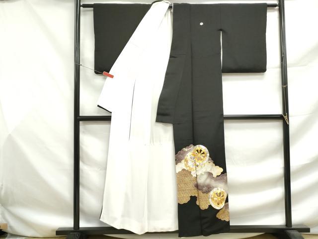 平和屋着物■豪華黒留袖　駒刺繍　重ね雲源氏車文　金彩　正絹　逸品　DABG4546qa