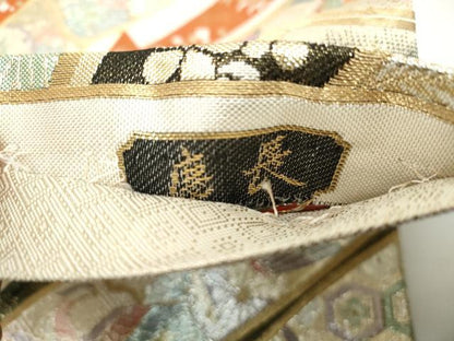 平和屋着物◎九百佐賀錦　六通柄袋帯　鬘帯鳳凰花文　慶長　金銀糸　正絹　逸品　DABG4571qa