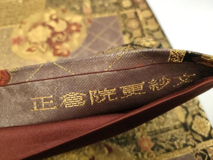 平和屋着物◎六通柄袋帯　正倉院更紗文　本引箔　金糸　正絹　逸品　DABG4590qa