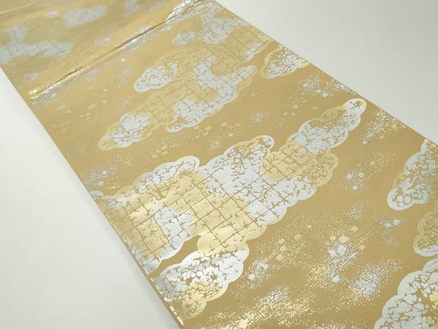 平和屋着物◎六通柄袋帯　霞雲文　金銀彩　三越扱い　正絹　逸品　DABG4591qa