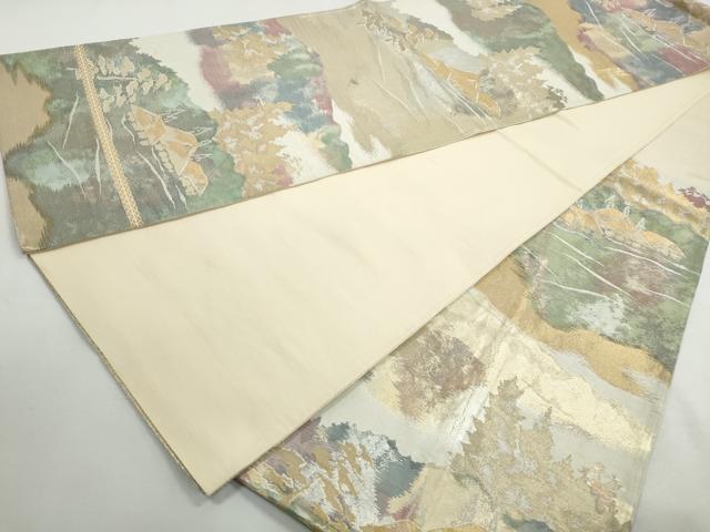 平和屋着物◎六通柄袋帯　風景文　金銀糸　正絹　逸品　DABG4606qa