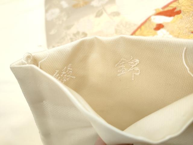 平和屋着物◎六通柄袋帯　唐織　扇面鳳凰花文　綴錦　金銀糸　正絹　逸品　DABG4622qa