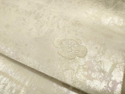 平和屋着物◎六通柄袋帯　霞文　ワンポイント　引箔　正絹　逸品　DABG4632qa