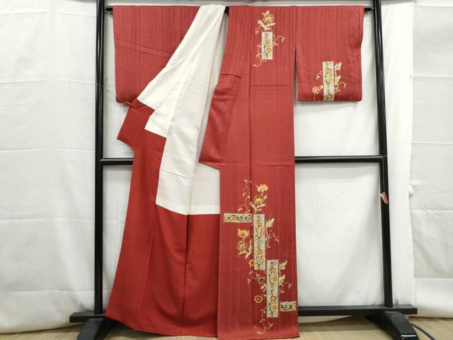 平和屋着物■訪問着　短冊更紗花文　金彩　正絹　逸品　DABG4692qa