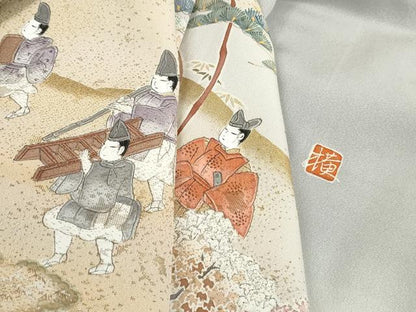 平和屋着物■豪華色留袖　作家物　人物風景文　暈し染め　金糸　金彩　正絹　逸品　DABG4699qa