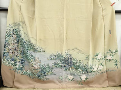 平和屋着物■豪華色留袖　友禅　作家物　風景樹林文　暈し染め　ロング丈　正絹　逸品　DABG4704qa