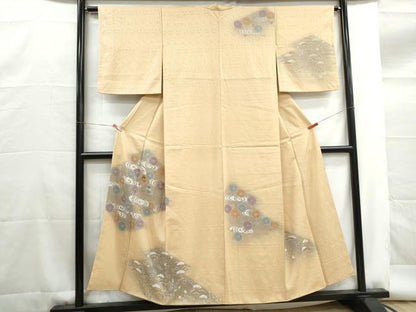 平和屋着物■訪問着　友禅　刺繍　流水花丸文　暈し染め　正絹　逸品　DABG4717qa