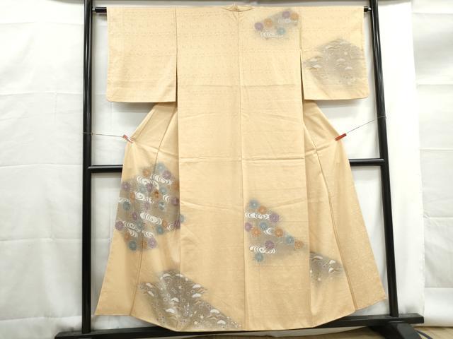 平和屋着物■訪問着　友禅　刺繍　流水花丸文　暈し染め　正絹　逸品　DABG4717qa