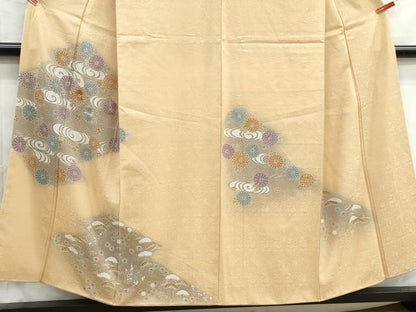 平和屋着物■訪問着　友禅　刺繍　流水花丸文　暈し染め　正絹　逸品　DABG4717qa