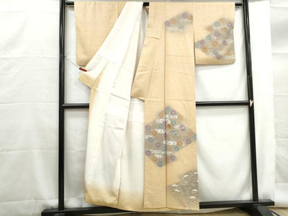 平和屋着物■訪問着　友禅　刺繍　流水花丸文　暈し染め　正絹　逸品　DABG4717qa