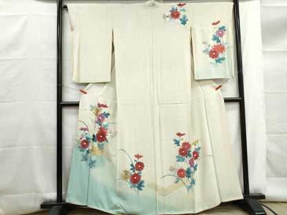平和屋着物■訪問着　総刺繍　草花文　暈し染め　金銀糸　正絹　逸品　DABG4721qa