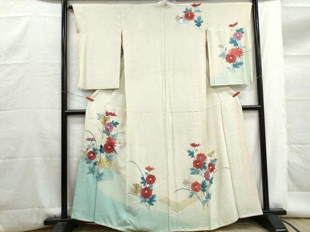 平和屋着物■訪問着　総刺繍　草花文　暈し染め　金銀糸　正絹　逸品　DABG4721qa