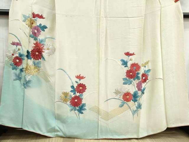平和屋着物■訪問着　総刺繍　草花文　暈し染め　金銀糸　正絹　逸品　DABG4721qa