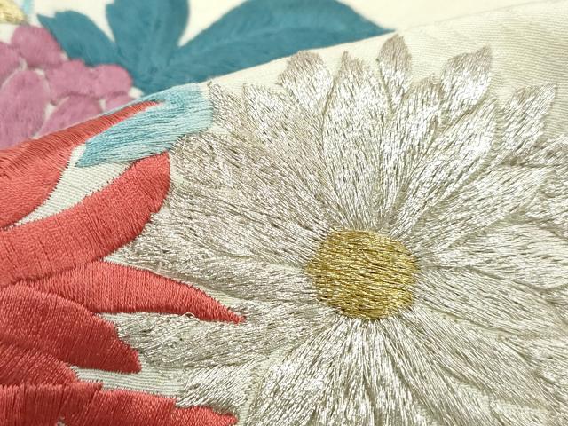 平和屋着物■訪問着　総刺繍　草花文　暈し染め　金銀糸　正絹　逸品　DABG4721qa