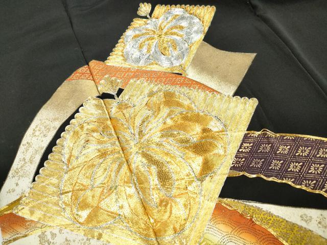 平和屋着物■豪華黒留袖　駒刺繍　花菱文　金彩　正絹　逸品　DABG4728qa