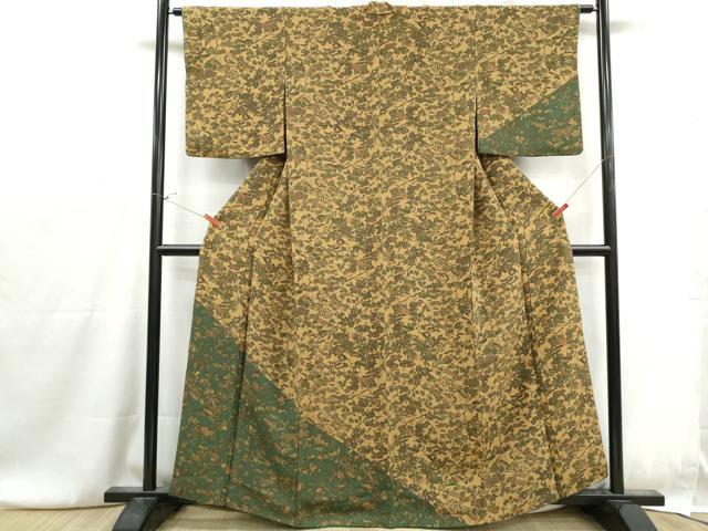 平和屋着物■訪問着　枝花松文　鬼しぼ縮緬　正絹　逸品　DABG4732qa