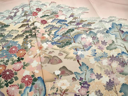 平和屋着物■豪華色留袖　作家物　刺繍　風景花松文　暈し染め　金銀彩　正絹　逸品　DABG4738qa