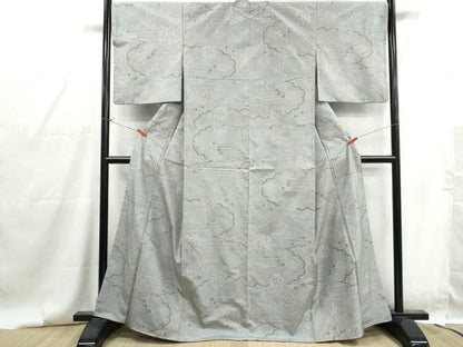平和屋着物■上質な紬　7マルキ　エ霞花文　正絹　逸品　DABG4743qa