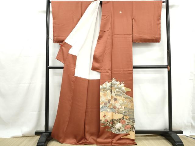 平和屋着物■豪華色留袖　駒刺繍　鴛鴦花松文　金彩　正絹　逸品　DABG4744qa