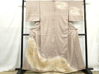 平和屋着物■訪問着　刺繍　枝松文　暈し染め　金彩　正絹　逸品　DABG4747qa