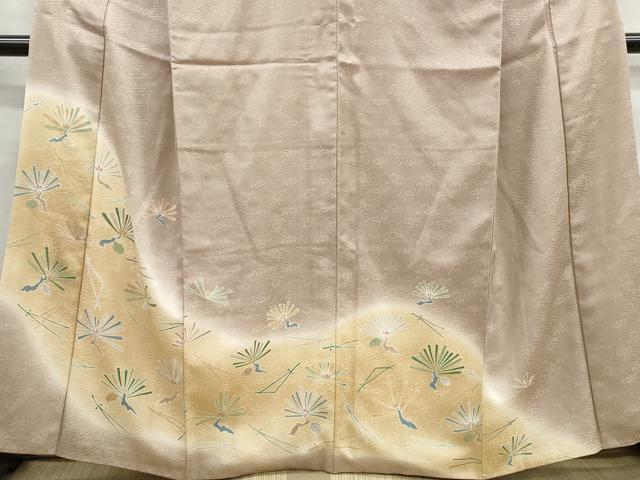 平和屋着物■訪問着　刺繍　枝松文　暈し染め　金彩　正絹　逸品　DABG4747qa