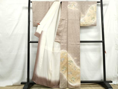 平和屋着物■訪問着　刺繍　枝松文　暈し染め　金彩　正絹　逸品　DABG4747qa