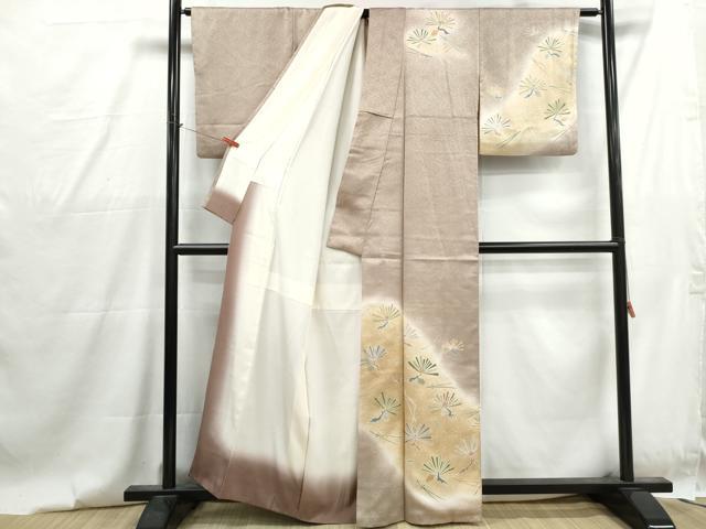 平和屋着物■訪問着　刺繍　枝松文　暈し染め　金彩　正絹　逸品　DABG4747qa
