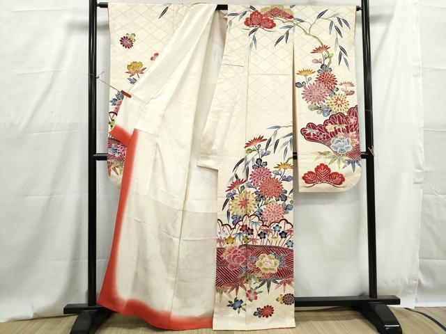 平和屋着物■豪華振袖　型染め　松竹梅　正絹　逸品　DABG4753qa