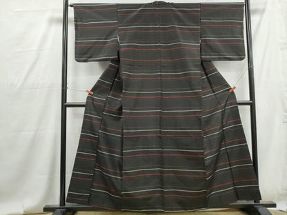 平和屋着物■本場縞大島紬　横段文　正絹　逸品　DABG4759qa