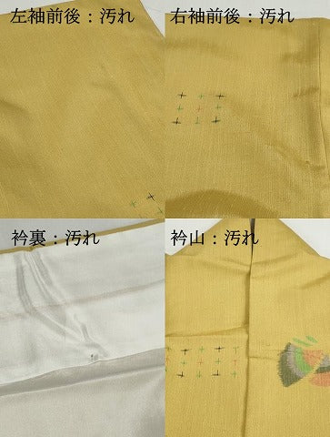平和屋着物■上質な紬　舞蝶文　正絹　逸品　DABG4768qa