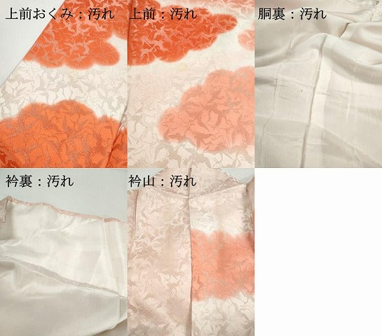 平和屋着物■訪問着　雲取り群れ鶴文　暈し染め　銀通し地　正絹　逸品　DABG4770qa