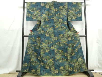 平和屋着物■上質な紬　枝葉文　正絹　逸品　DABG4771qa