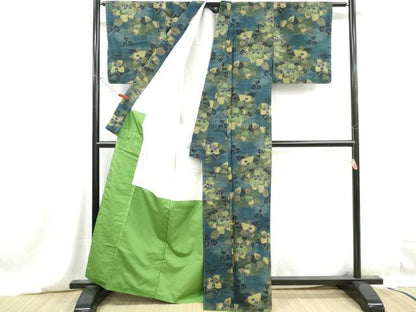 平和屋着物■上質な紬　枝葉文　正絹　逸品　DABG4771qa