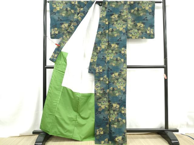 平和屋着物■上質な紬　枝葉文　正絹　逸品　DABG4771qa